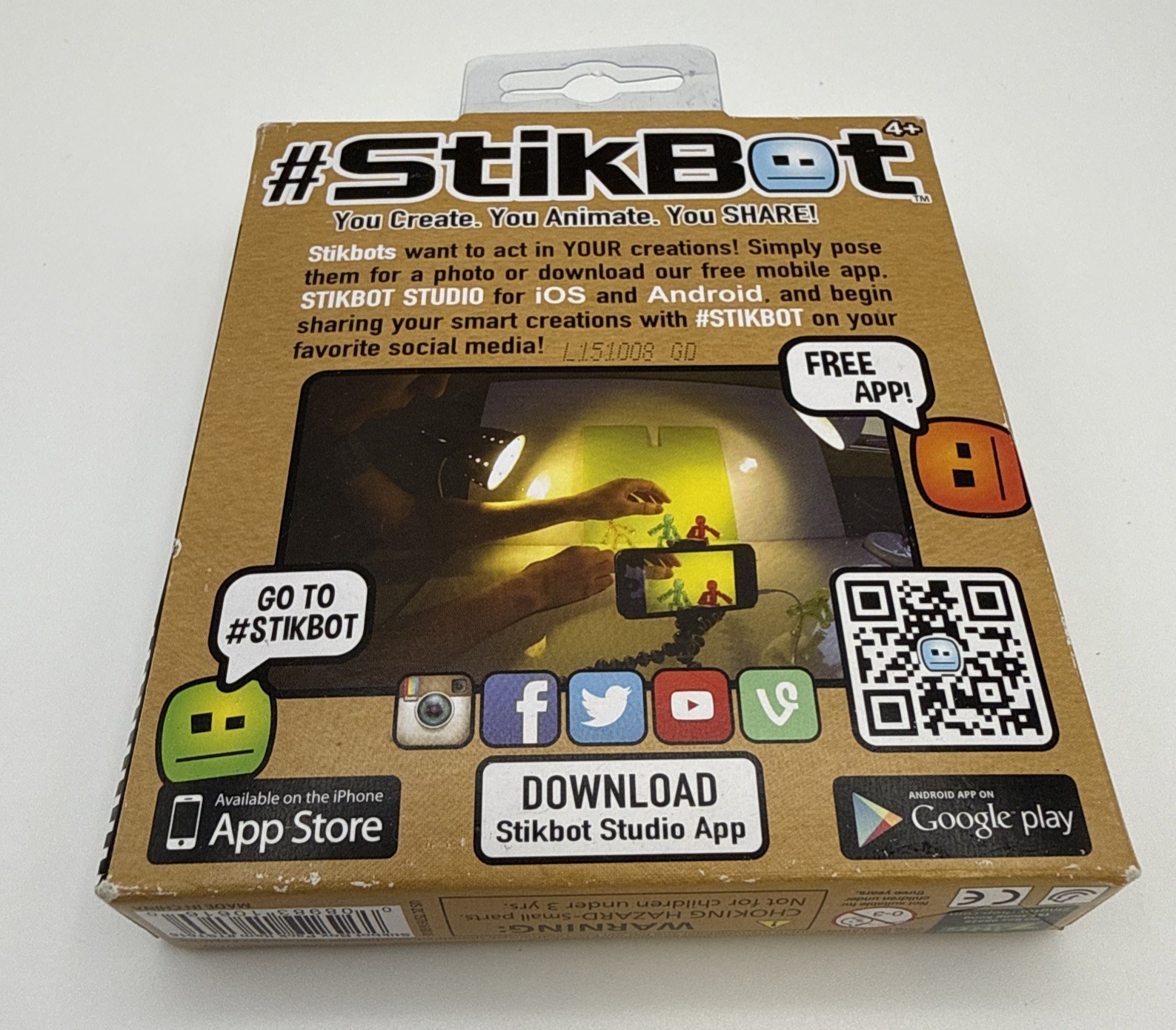 StikBot Translucent 3.25&Prime;-inch (8 cm) Poseable Figure GREEN NEW BENT BOX