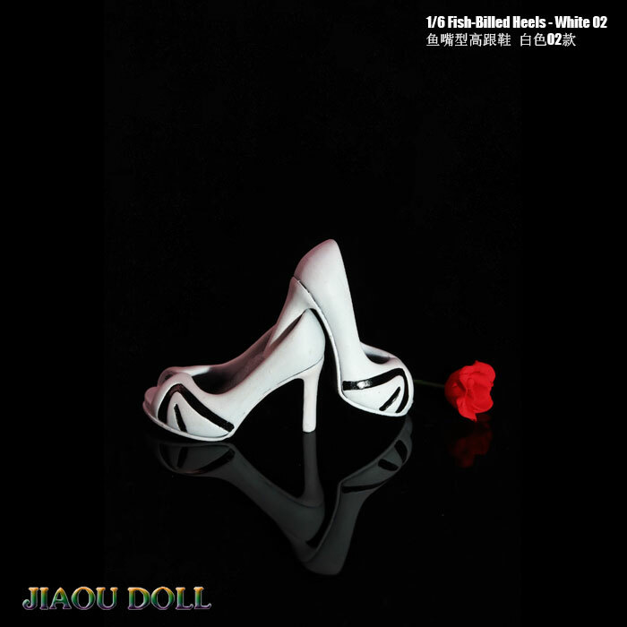 JIAOU DOLL 1:6 White Fishbill High Heels Shoes Model For 12 » PH TBL Female Doll