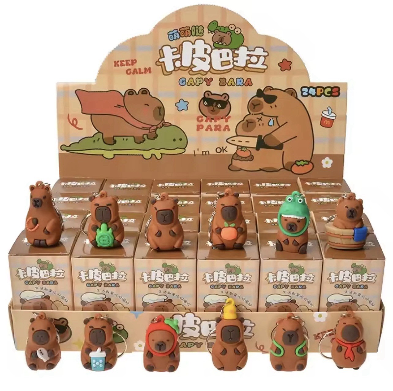 1pc Capybara Figure Blind Box Anime Capibara Figures Doll Keychain Pendant.