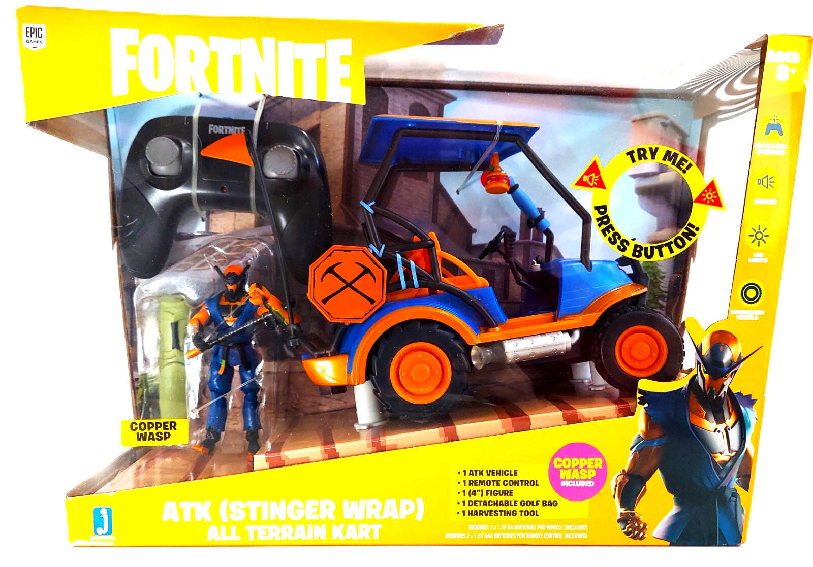 New FORTNITE Copper Wasp ATK Kart w/Light, Sound + Figure, excellent condition