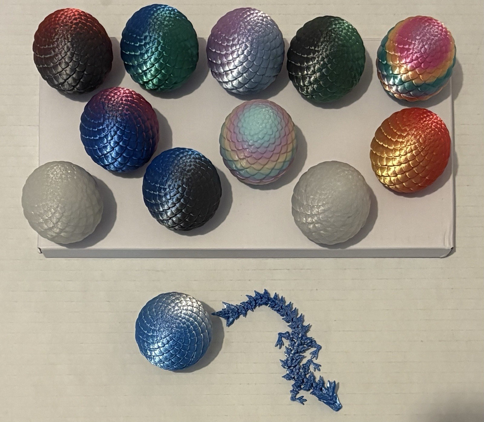 12 Pack 3D Printed Dragon Eggs & Dragons – Fidget Toy