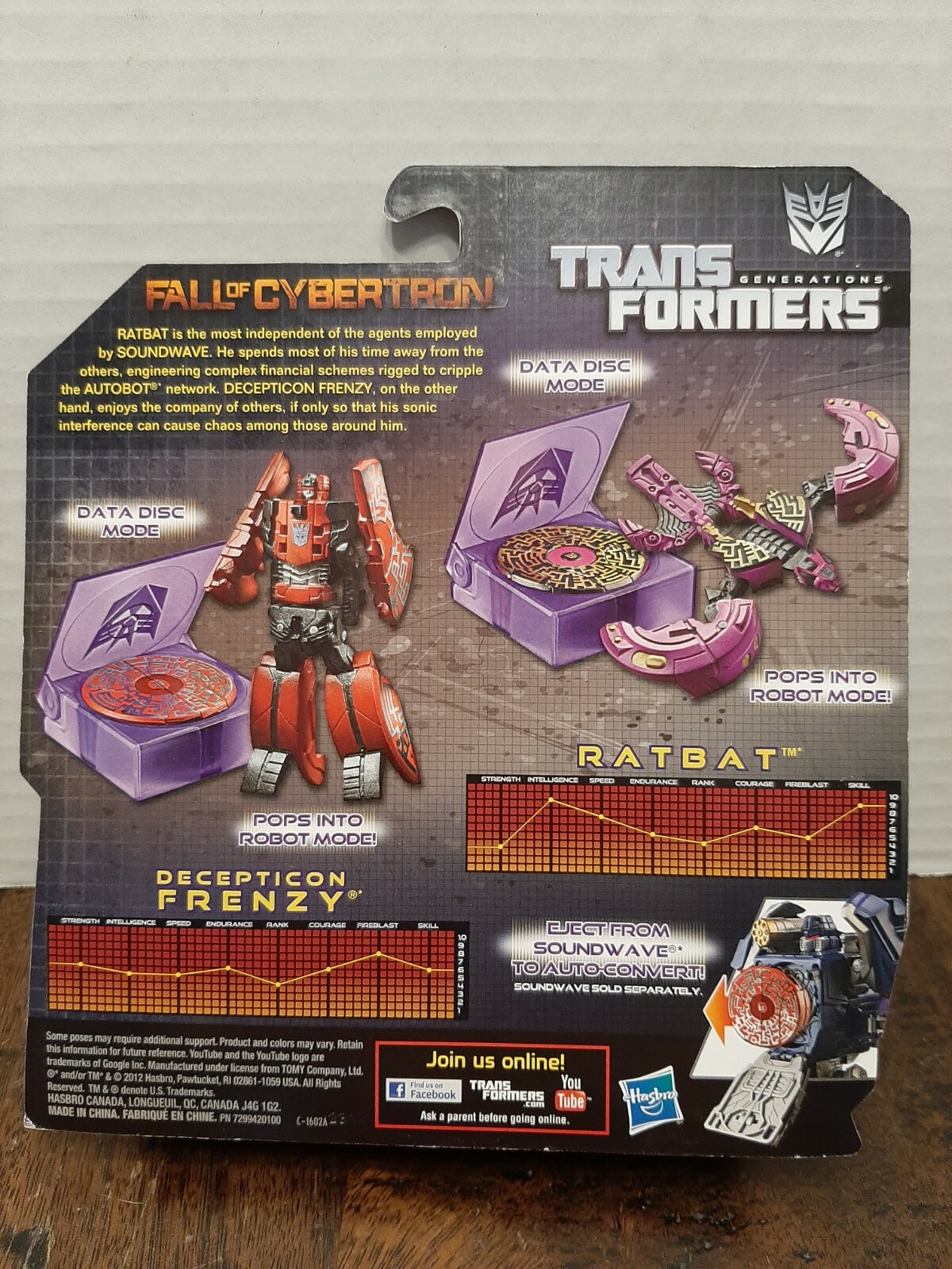 TRANSFORMERS Hasbro 2014 Generations Fall of Cybertron Ratbat & Frenzy disc MOSC