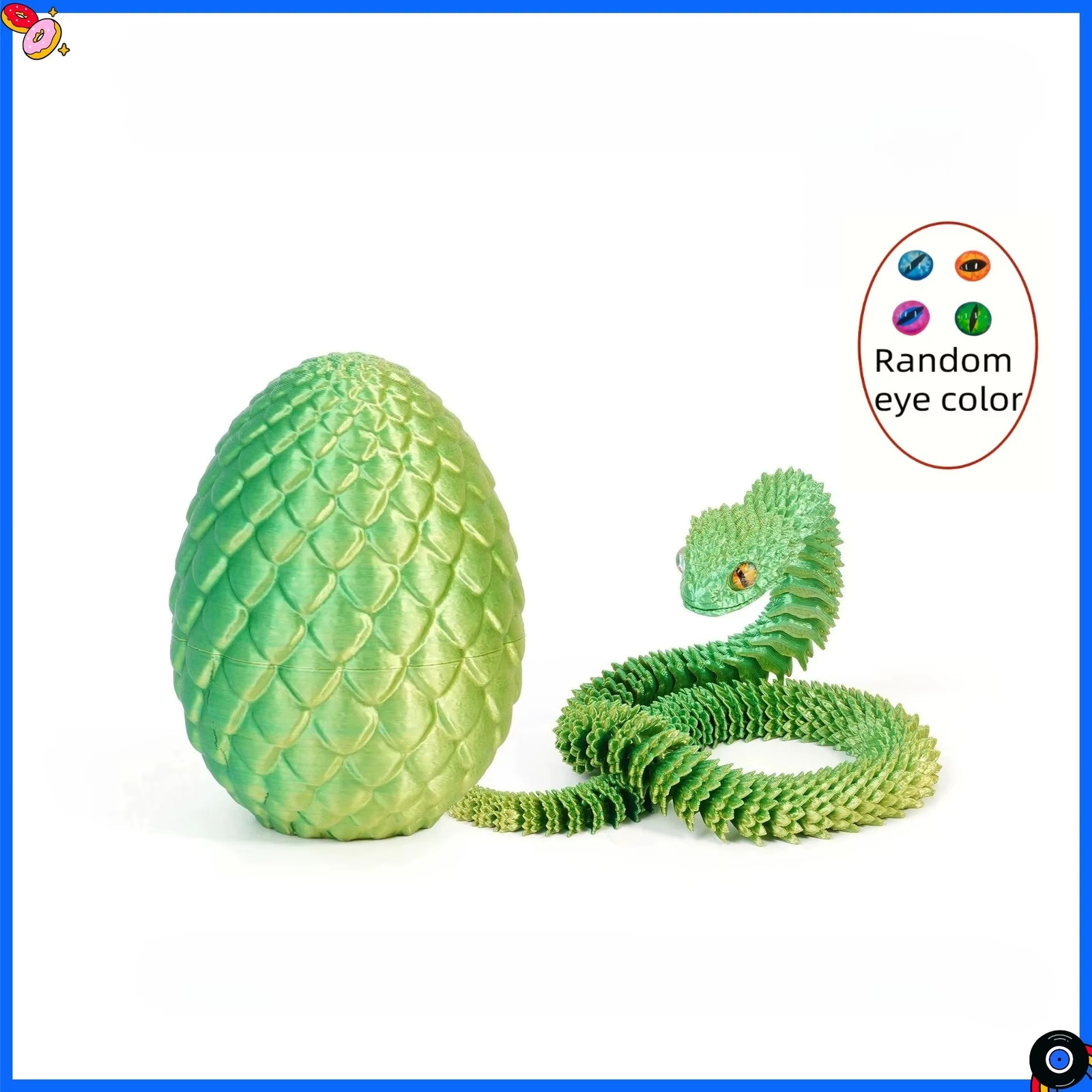 3D Printed Snake Egg with Flexible Inner Hinge Animal Toy, Movable Joint Surpris
