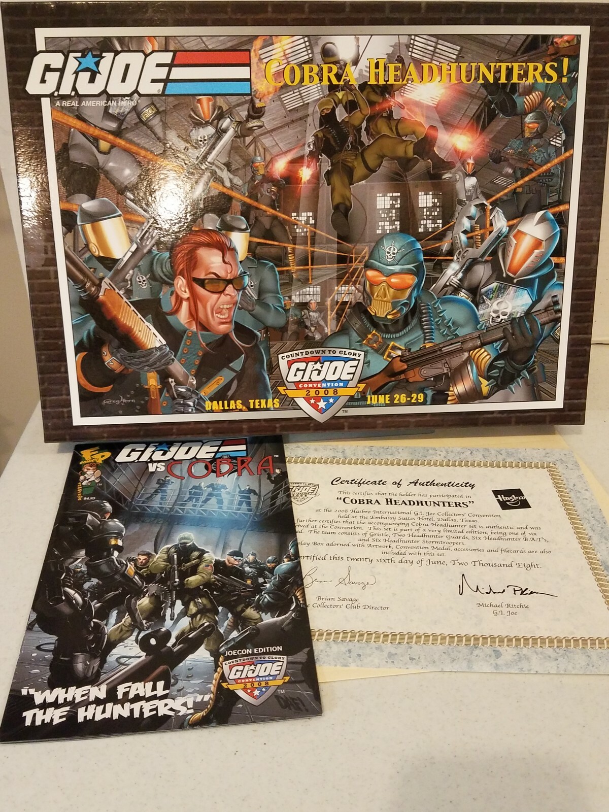 GI JOE ~ 2008 BOX, COMIC & CERTIFICATE ~ COBRA HEADHUNTERS CONVENTION JOECON