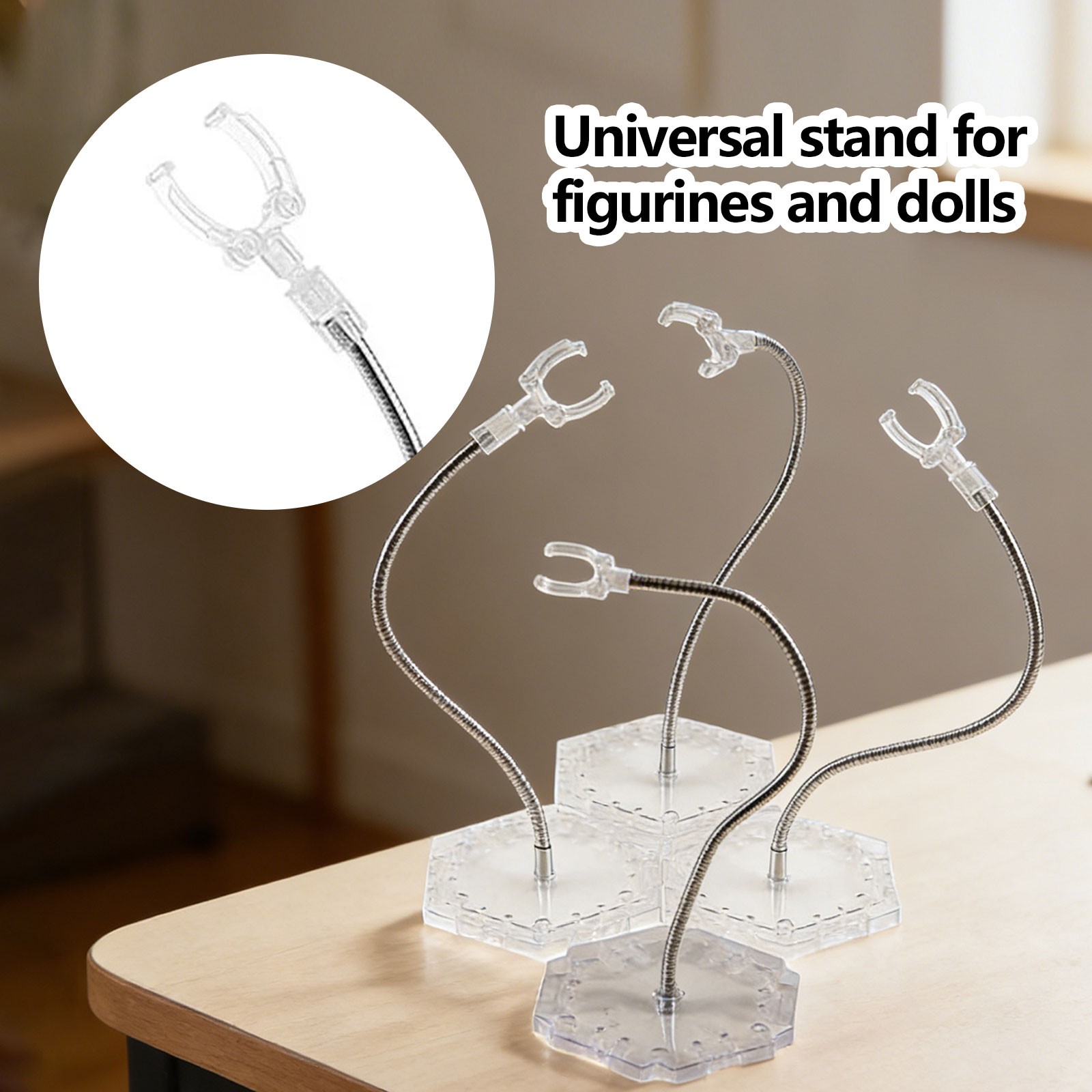 4 Pack Clear Action Figure Stand Action Display Holder Metal Support ArmWd