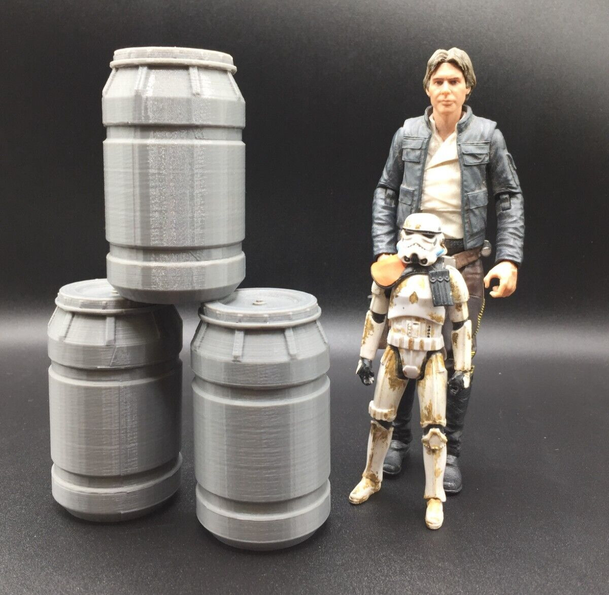 3 CUSTOM SCI FI BARRELS lot for 6 INCH STAR WARS BLACK FIGURE DIORAMA 1:12 (X05)