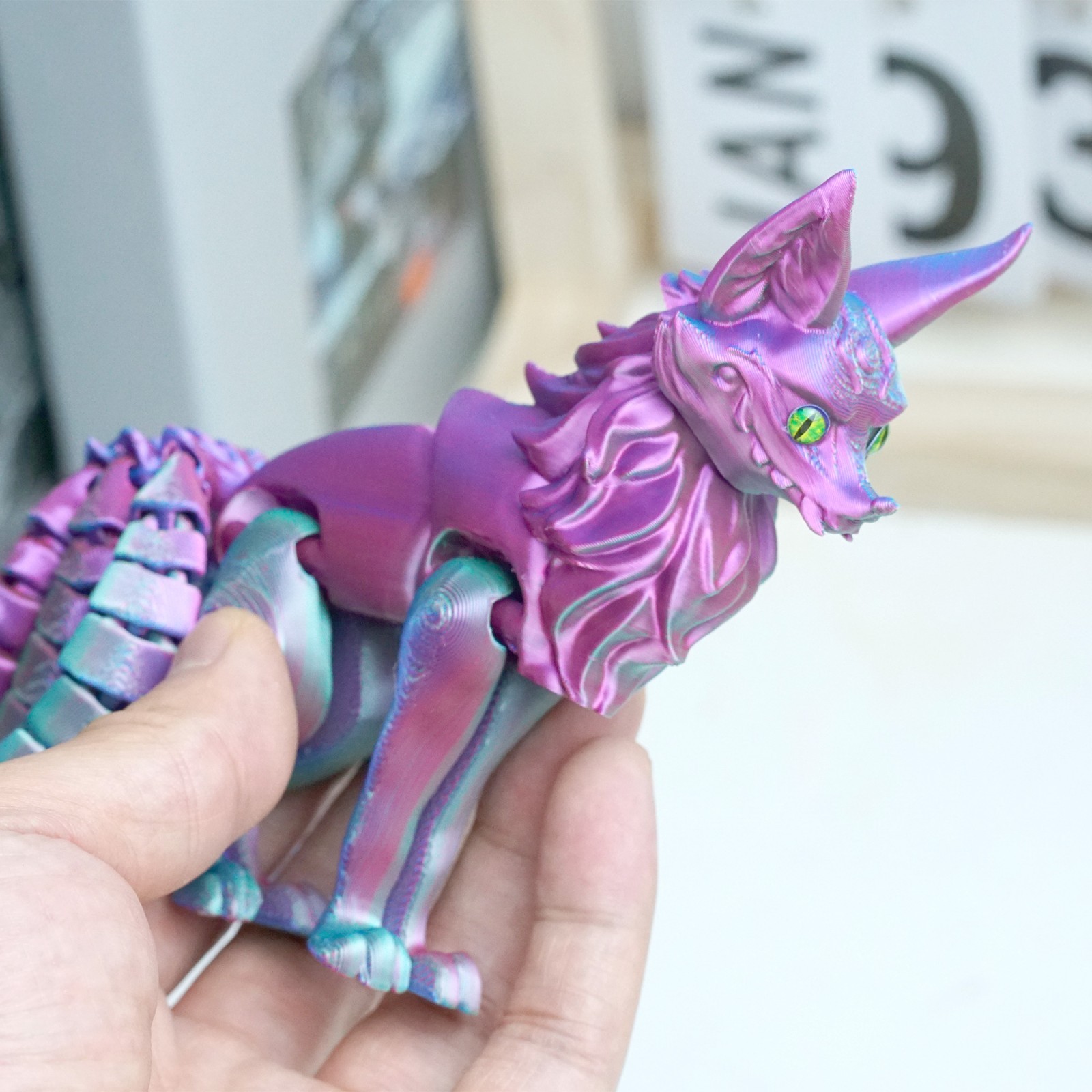 8inch 3D Printed Fox Model,Articulated Animals figure,Fidget Toys Home Decor