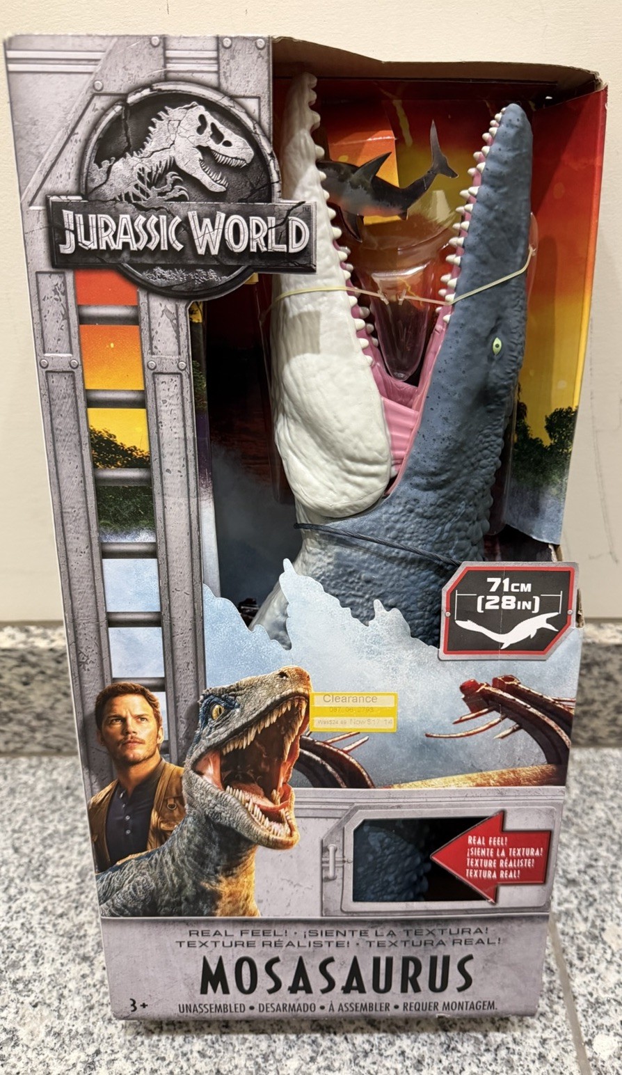 2017 Jurassic World Mosasaurus 28&Prime; Real Feel Dinosaur Figure Original Release