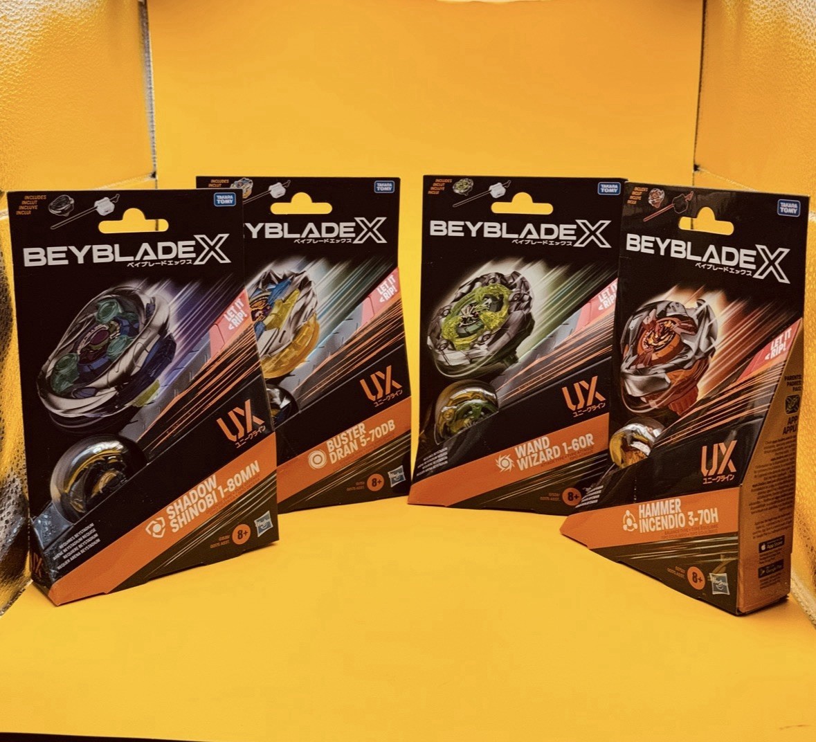 Beyblade X *WAND WIZARD, BUSTER DRAN* Hammer Incendio, Shadow Shinobi LOT-of-4!