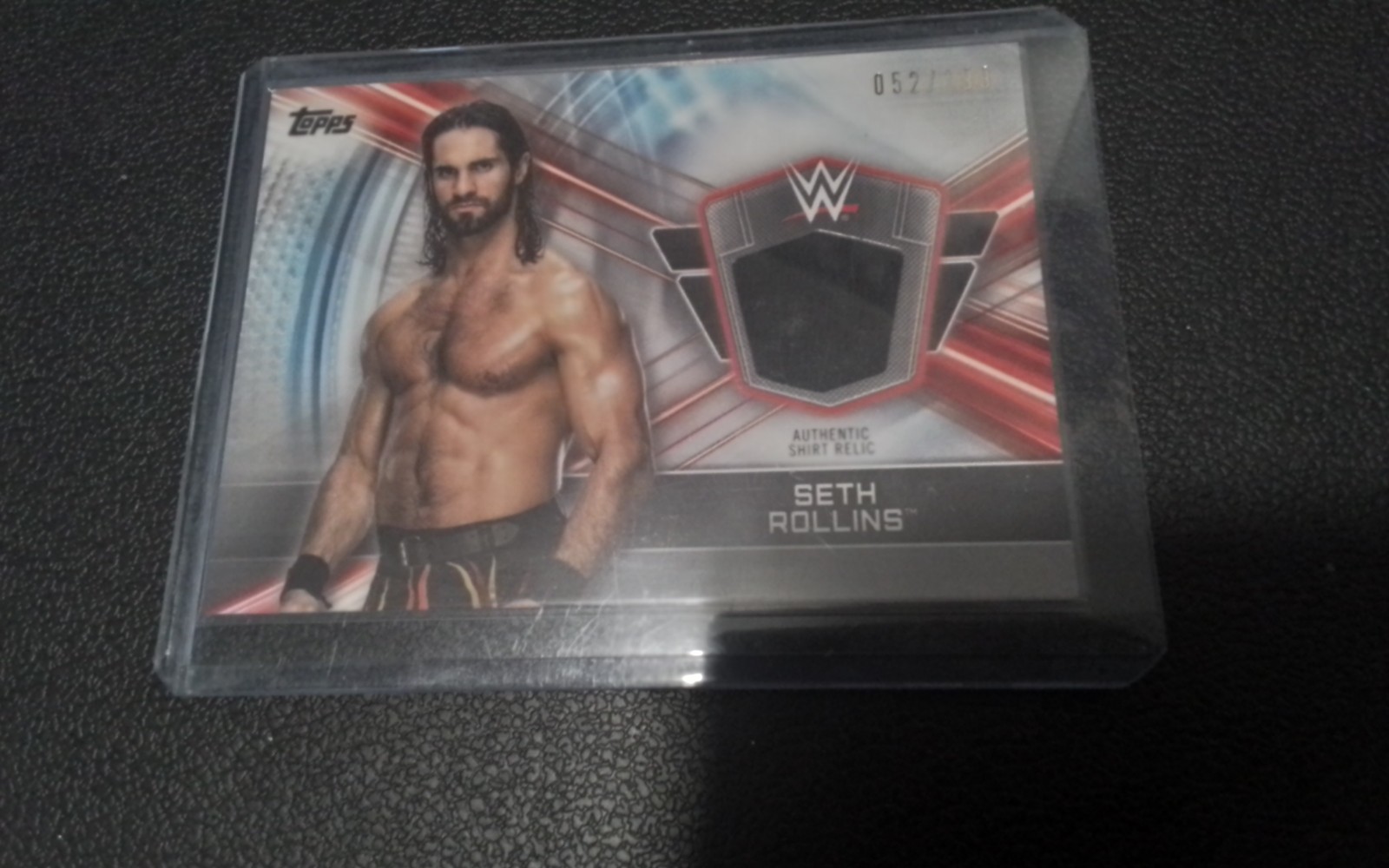 WWE Seth Rollins Mattel Ninja Turtle Figure Topps Worn Shirt Relic #52 of 199!