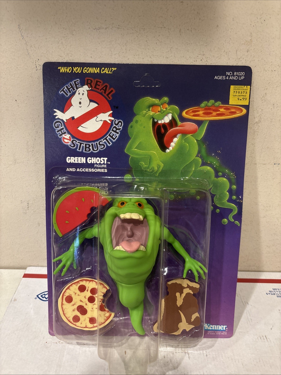 Real Ghostbusters Green Ghost Slimer 1986 NEW ON CARD UNPUNCHED WOW