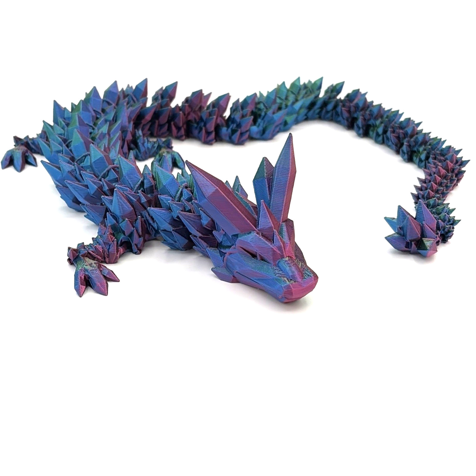 24″ Large 3D Printed Flexible Crystal Dragon Figurine Articulated Toy