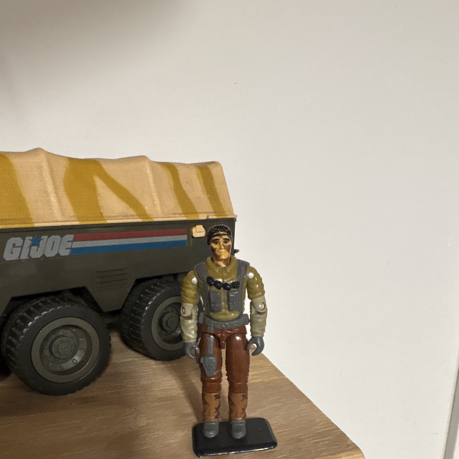 G.I. Joe Action Figure w/ Black Display Stand, Brown Pants, Tan Jacket