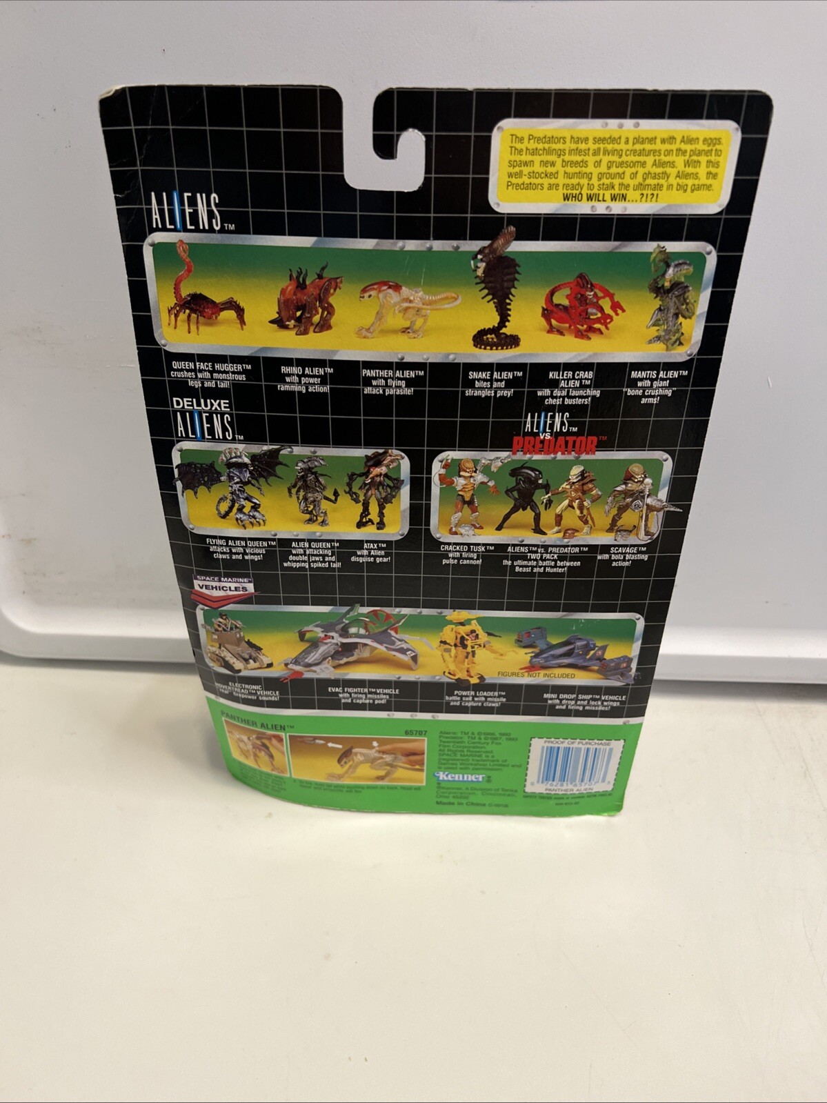 PANTHER ALIEN with Flying Attack Parasite Action Figure 1993 Kenner Aliens MOC