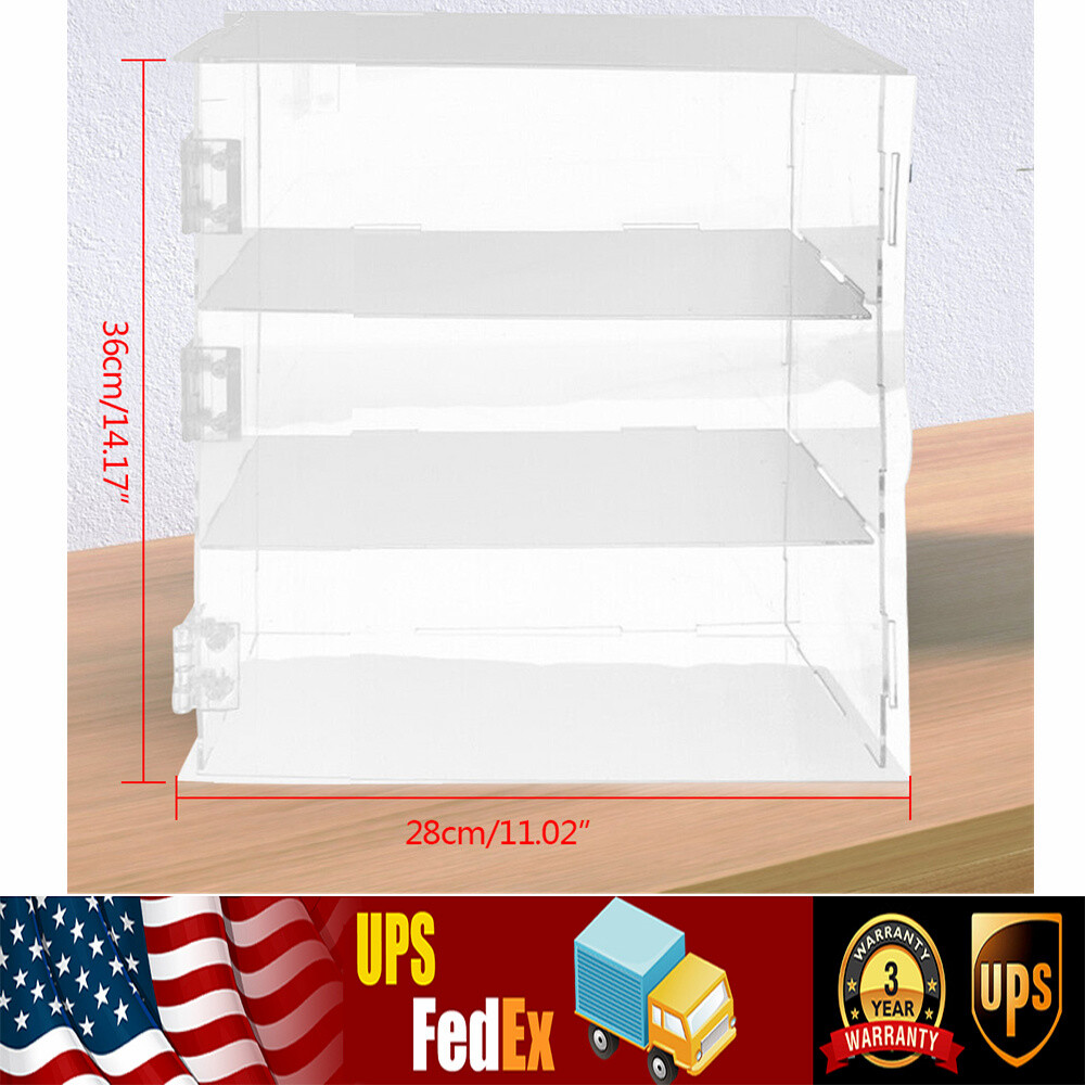 3-Tier Display Case Shelf Dustproof Clear Showcase Holder for Action Figures
