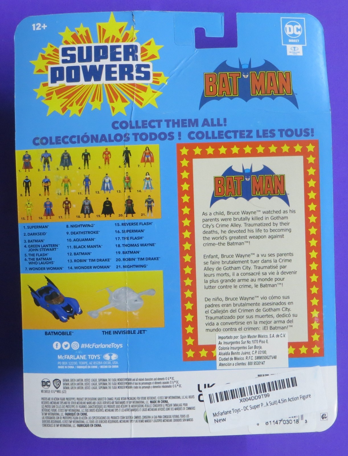 MCFARLANE SUPER POWERS BLACK BATMAN BAT-MAN LOOSE DC Universe DCU Figure 4&Prime; 5&Prime;