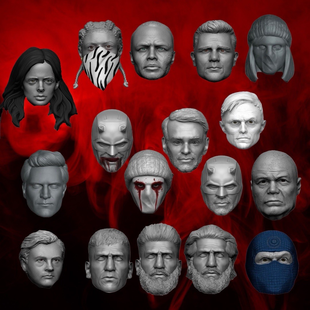 Daredevil Born Again Mega 17 Head Pack Unpainted Marvel Legends Custom Figure