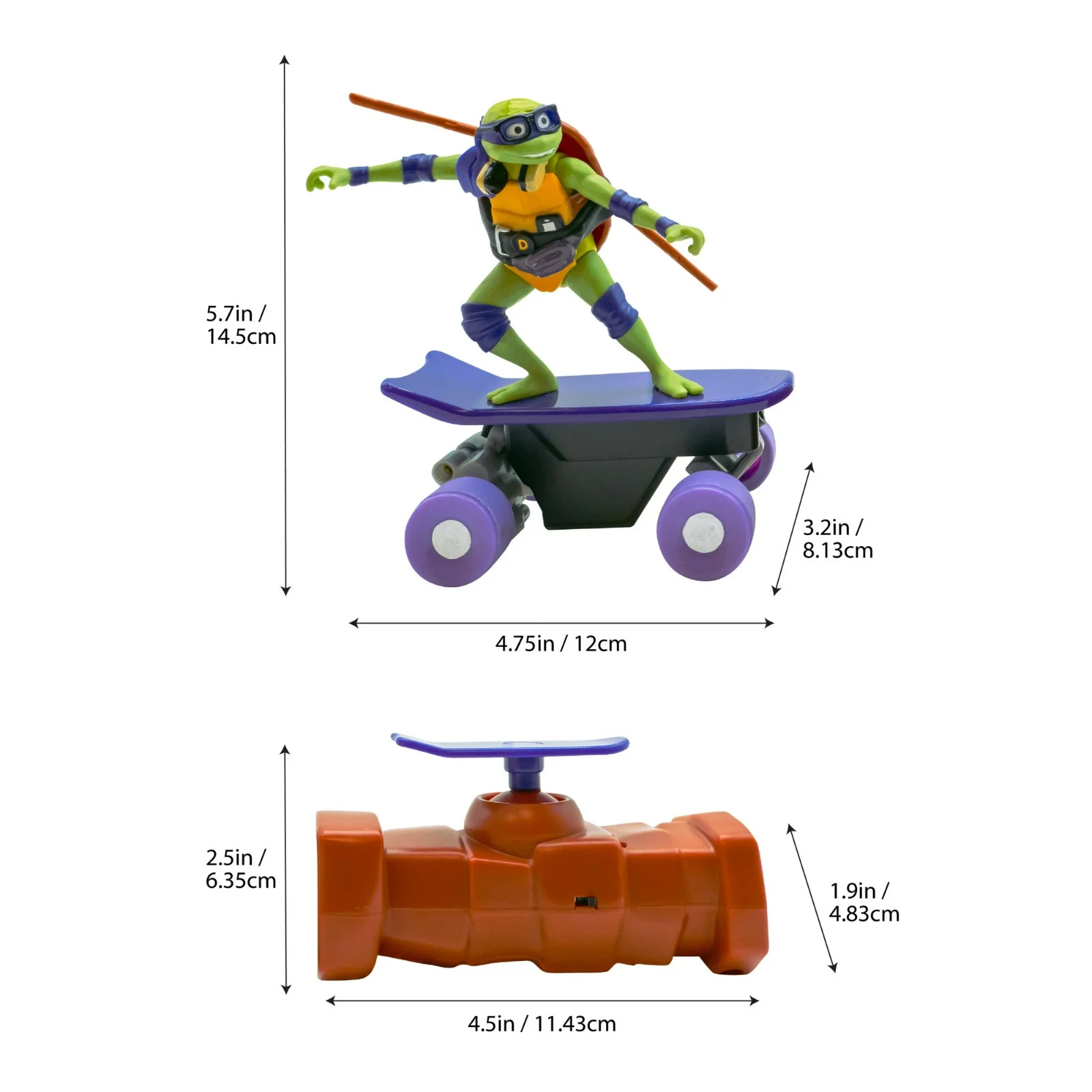 TMNT Mutant Mayhem Donatello Half Pipe RC Skateboard Vehicle 2.4GHz 5+