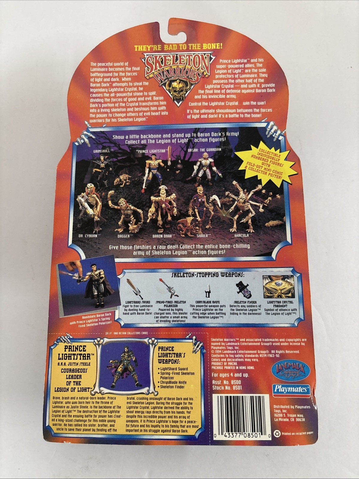 Vintage 1994 Playmates Skeleton Warriors Prince Lightstar Figure Sealed New