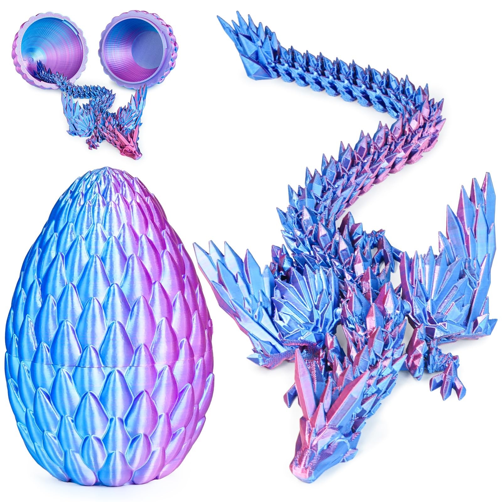 3D Printed Dragon Eggs with Articulated Fly Dragon Inside, Collectible Figuri…