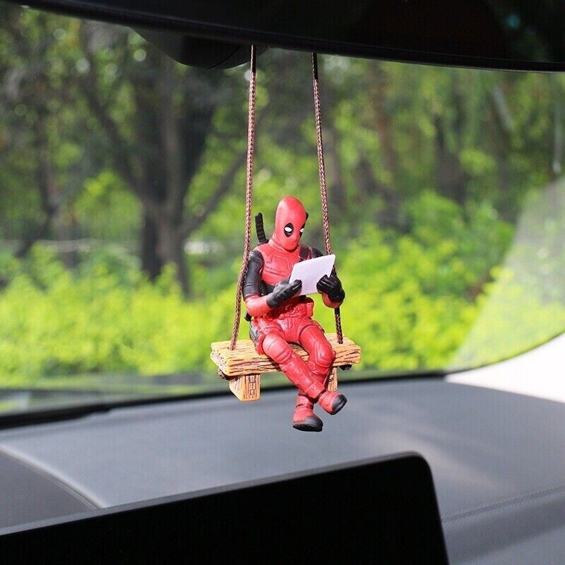 Deadpool Car Rearview Mirror Pendant Reading a Book Swinging Decoration New Hot+