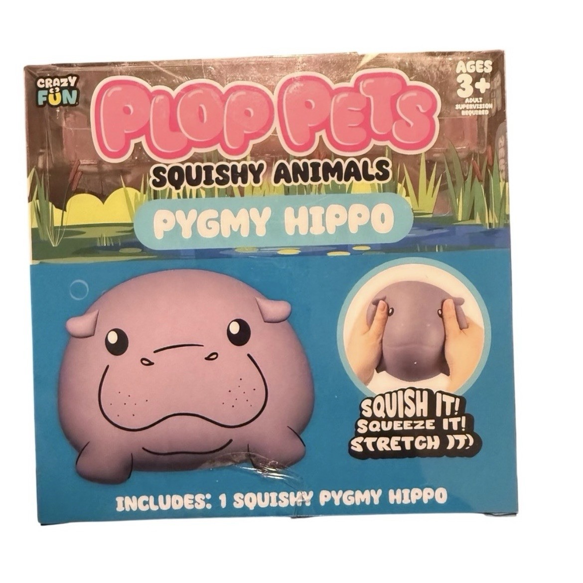 Crazy Fun Plop Pets Squishy Pygmy Hippo Sensory Toy – TikTok Viral