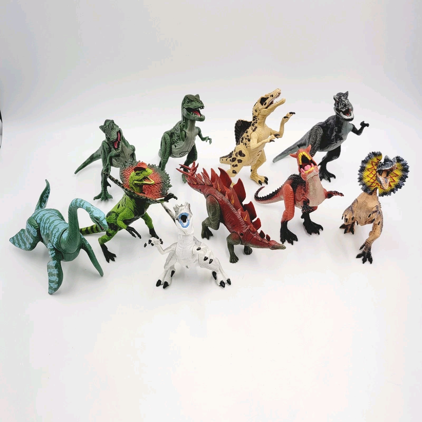 Lot 10 Kid Galaxy Poseable Toy Dinosaurs T-Rex Dilophosaurus Stegosaurus