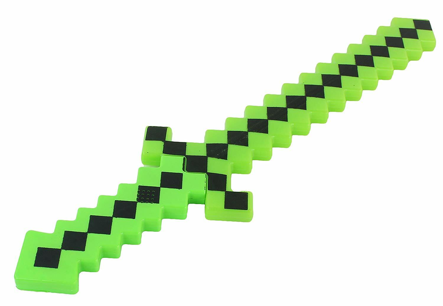 SET of 2 – MineCraft Pixel Classic Sword LED Flashing Lights and FX Sounds Green