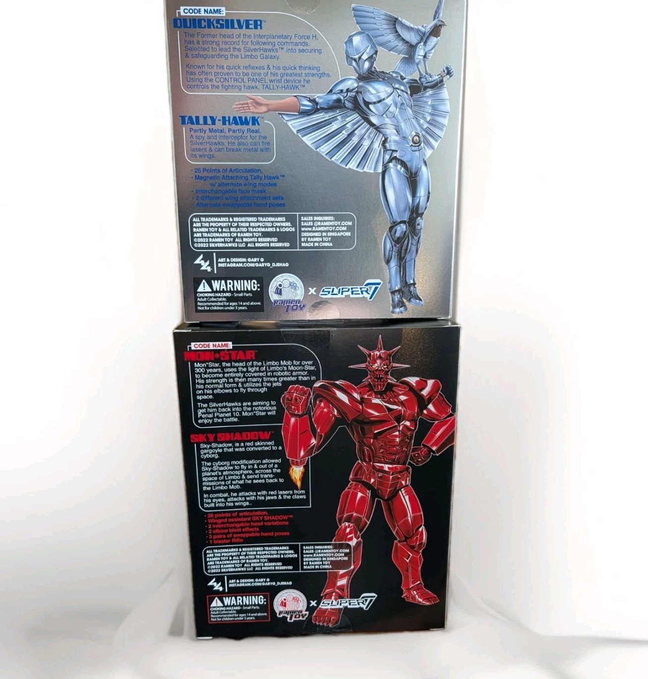 🇺🇸 SilverHawks MonStar with Quicksilver Set SH02 SH01 Ramen Toys By Super7