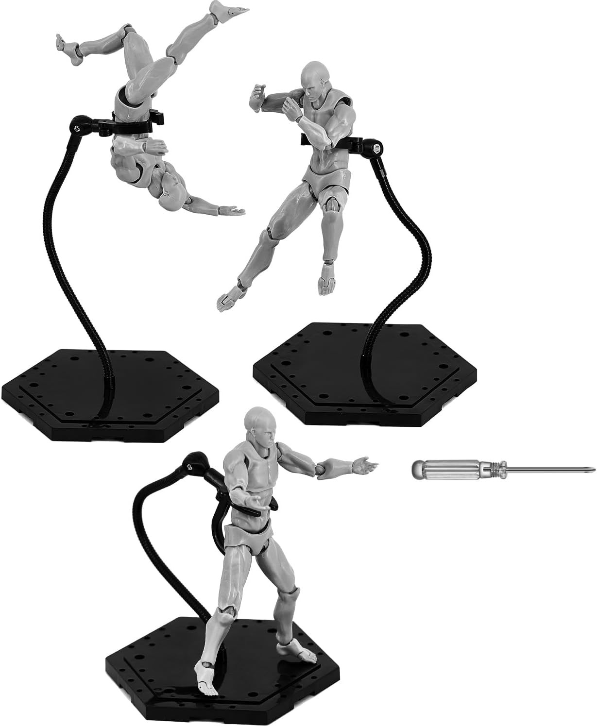 3 Pack Black Action Figure Stand,Action Figure Display Holder Stand Base,Compati
