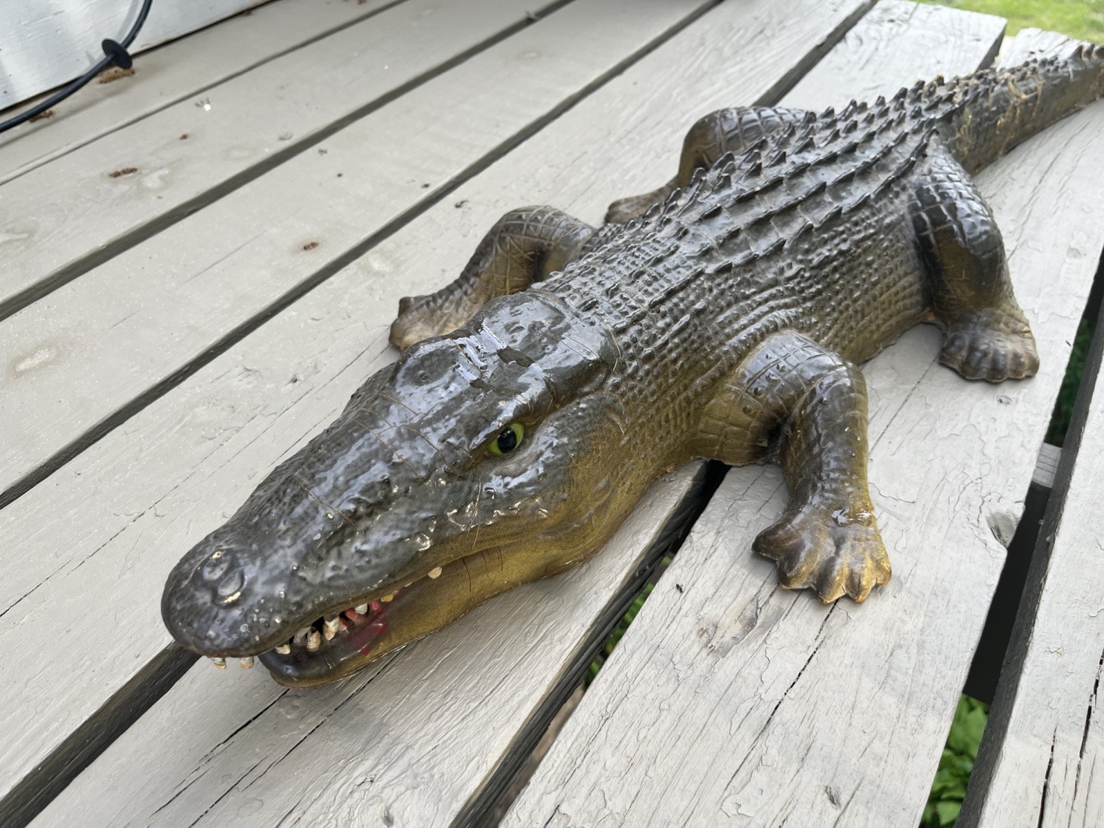 1 Large Realistic Lifelike Foam Alligator 44&Prime; And 1 Soft Rubber Alligator 26&Prime;