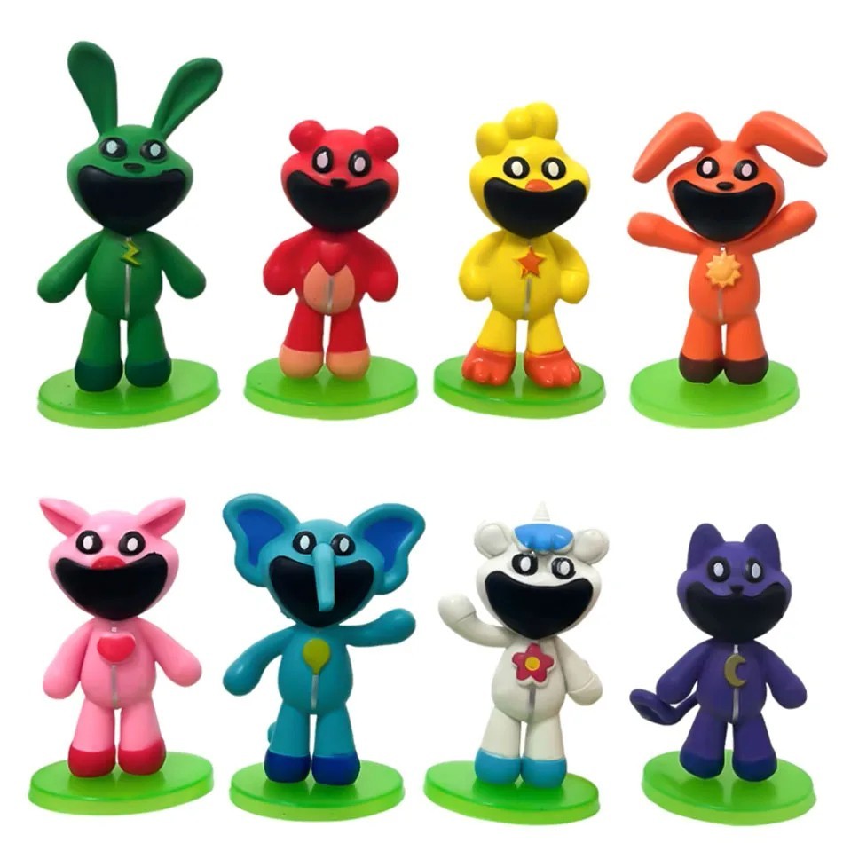 8Pcs Anime S-m-iling Catnaped Catnat Game Figures PVC Model Doll Toy Desktop