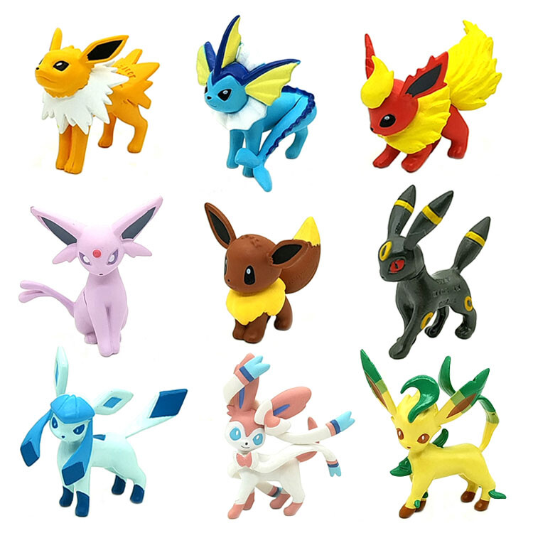 9pcs Eevee Evolution Action Figure Monster Collection Figurine No Box 2&Prime; 5cm