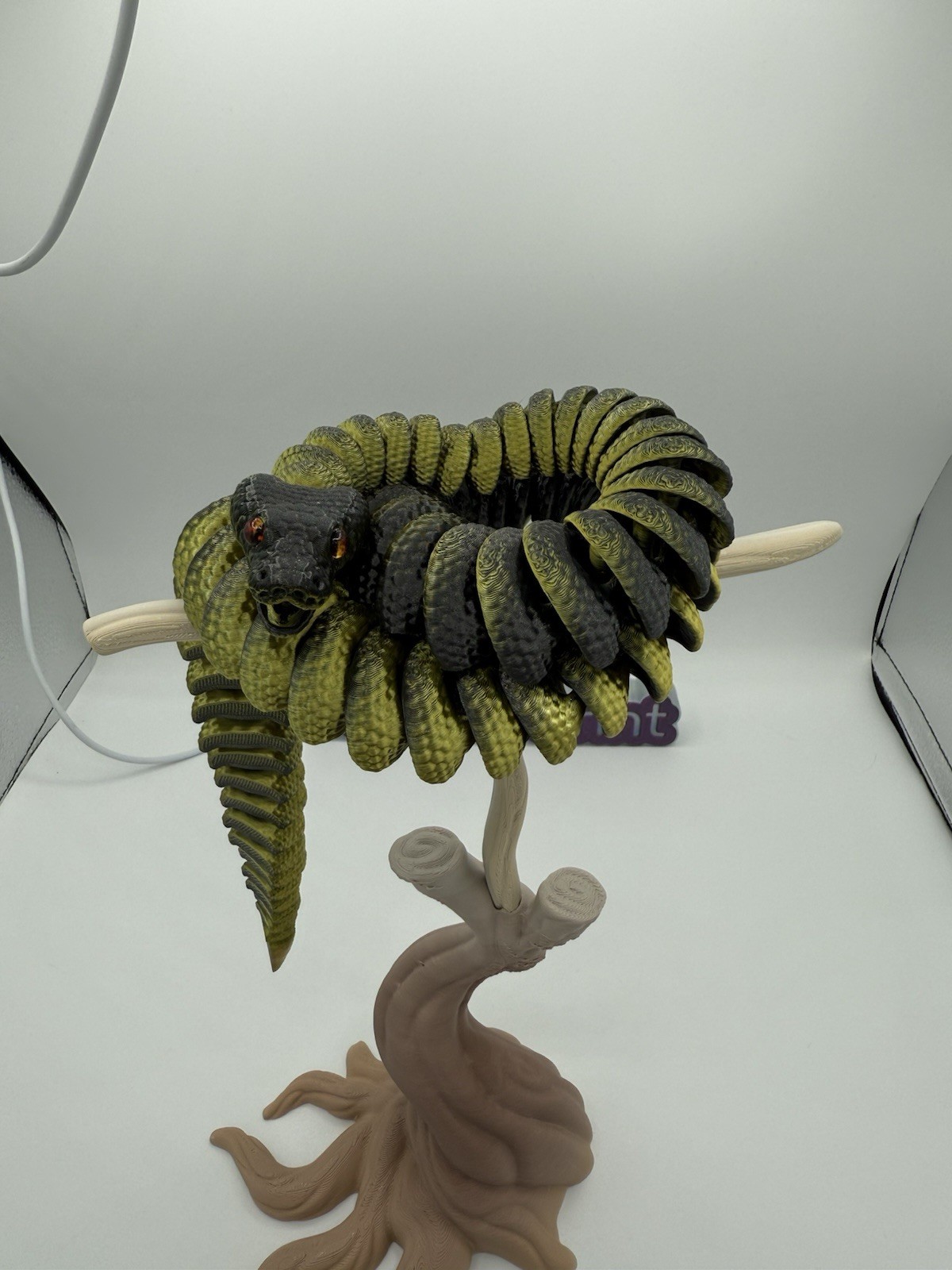 3D Printed Ball Python Snake 28”- Gold Black