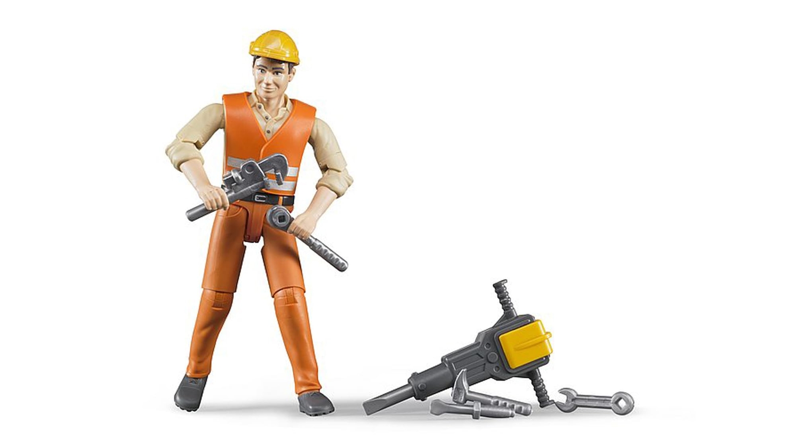 Construction Worker Toy Figure Playset with Jackhammer and Tools 425 Inch
