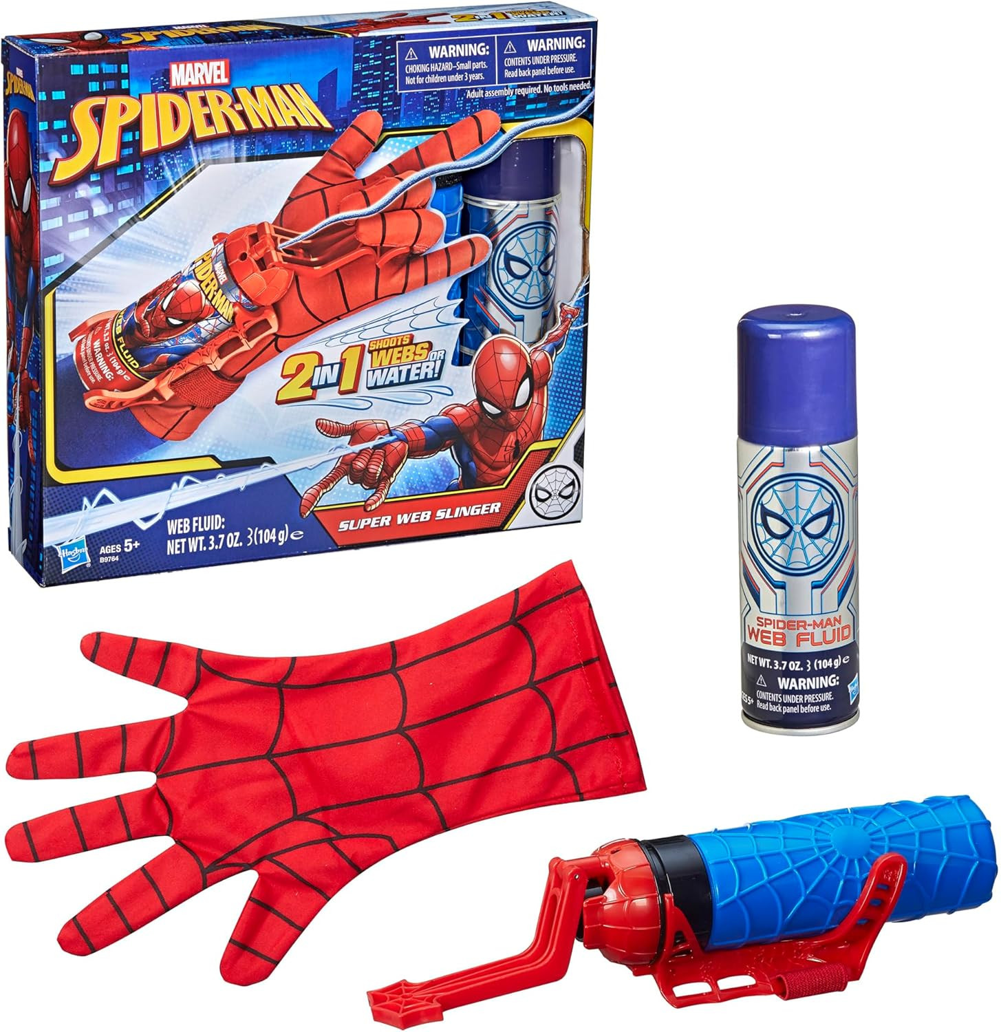 Marvel Spider-Man Super Web Slinger, 2-In-1 Shoots Webs or Water, Web Shooter To