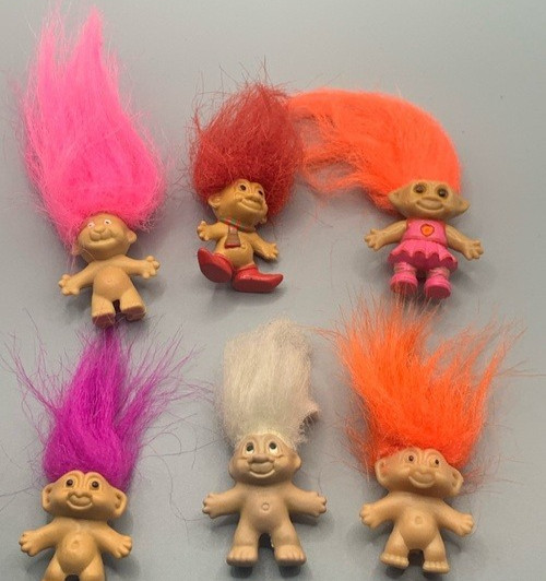 6ct 1980&rsquo;s Minature Multi color Hair Trolls SELLING AS IS
