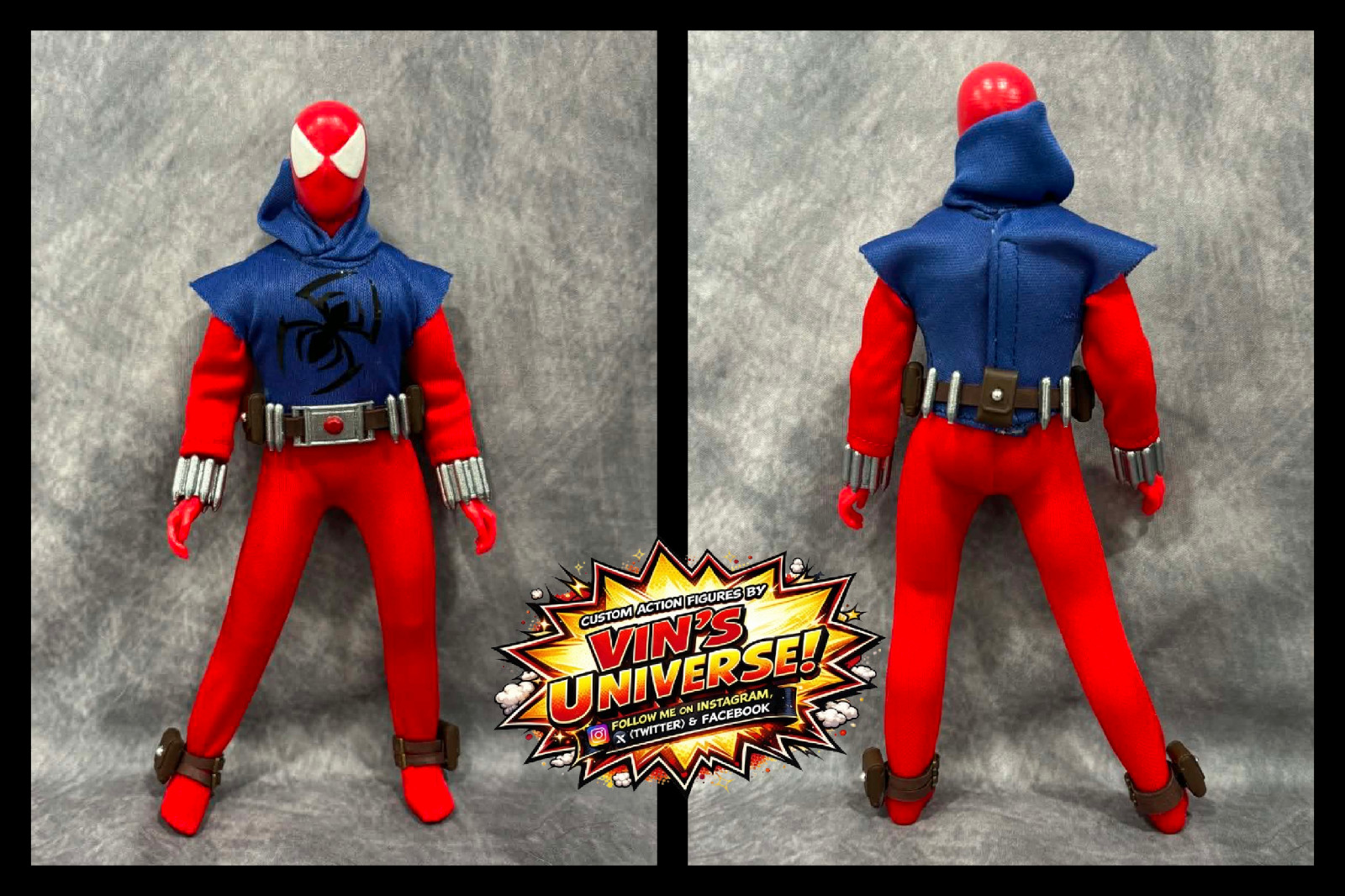 Custom 8&Prime; Mego Scale SpiderMan Peter Parker Ben Reilly Scarlet Spider-Man & Case