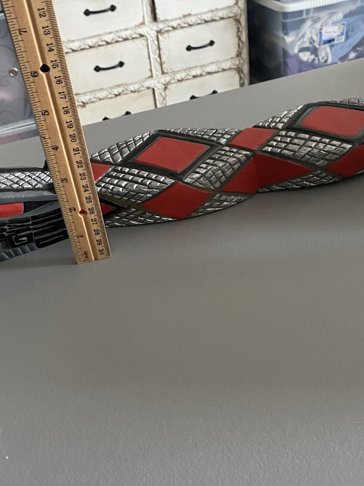 Articulated 3D Printed Snake – Sci-Fi Cyberpunk Dragon Fidget Toy – Red/Silver