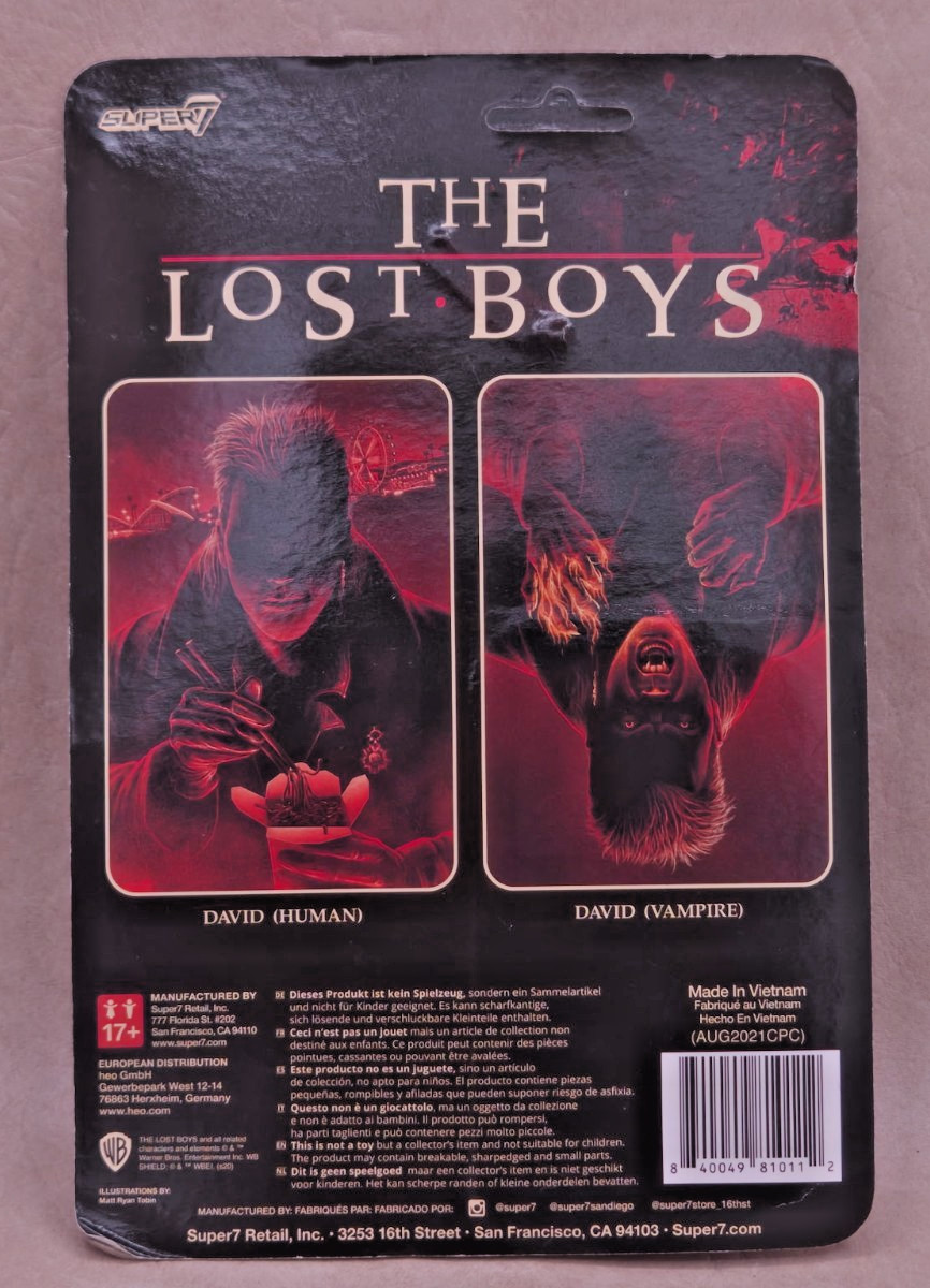 Super7 The Lost Boys David Human ReAction Figure 3.75&Prime; Carded Sealed Brand New