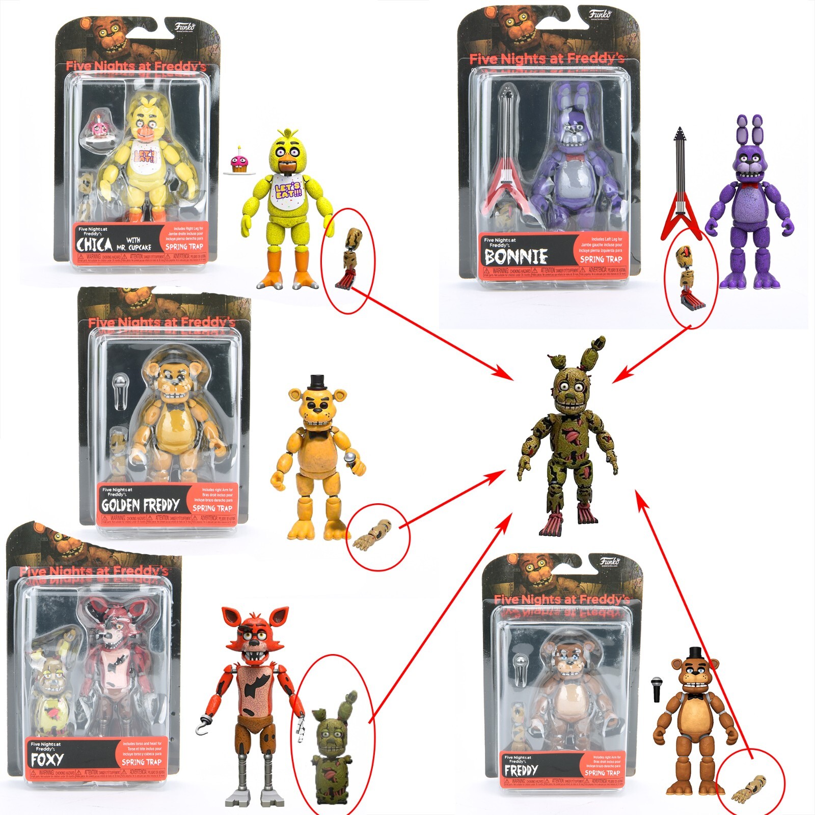 Funko Spring Trap Five Nights At Freddy Bonnie Chica Golden Foxy 5&Prime;Action Figure