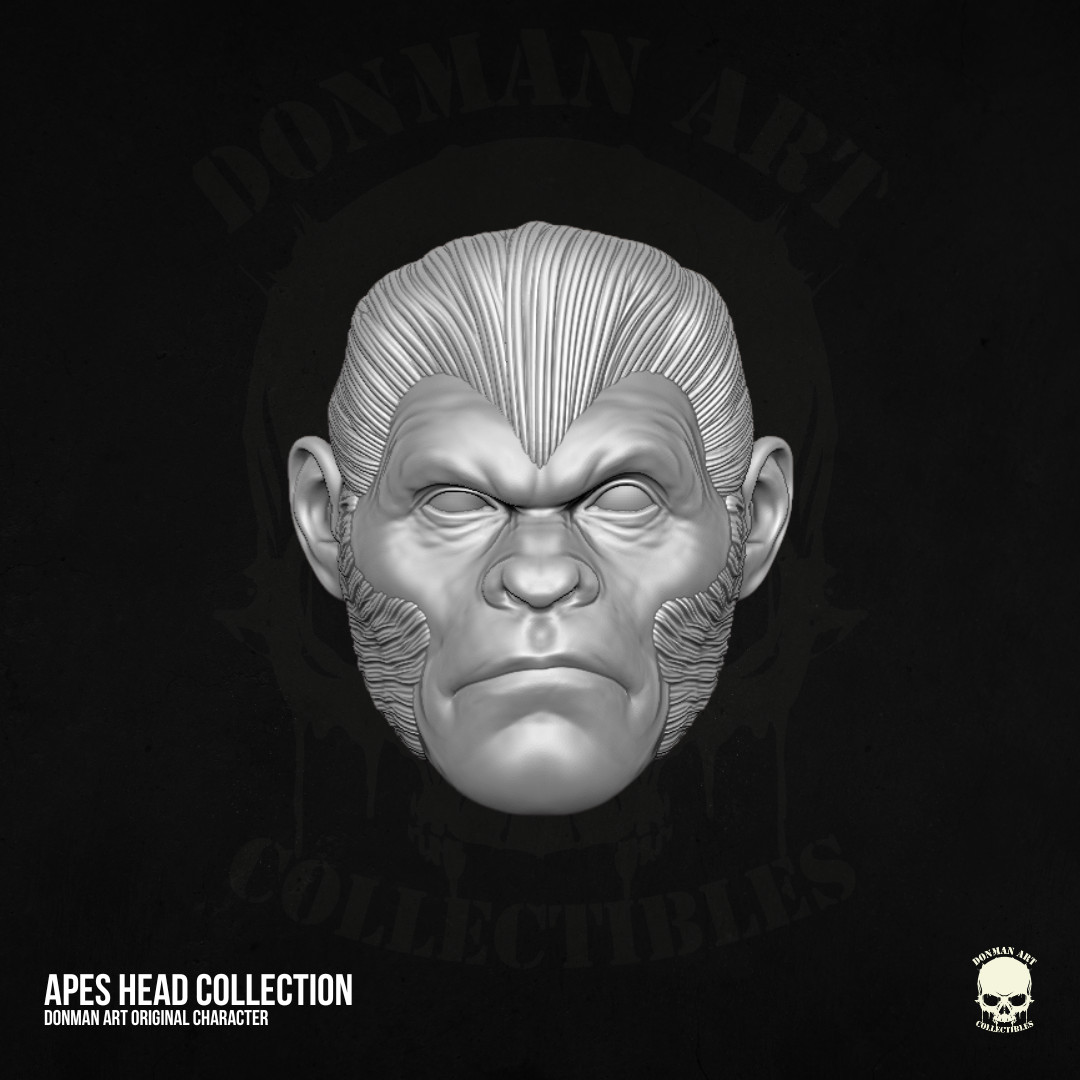 Futuristic Sci-Fi Cyberpunk Ape Head B 6&Prime; (1:12) Custom 3D Resin Print