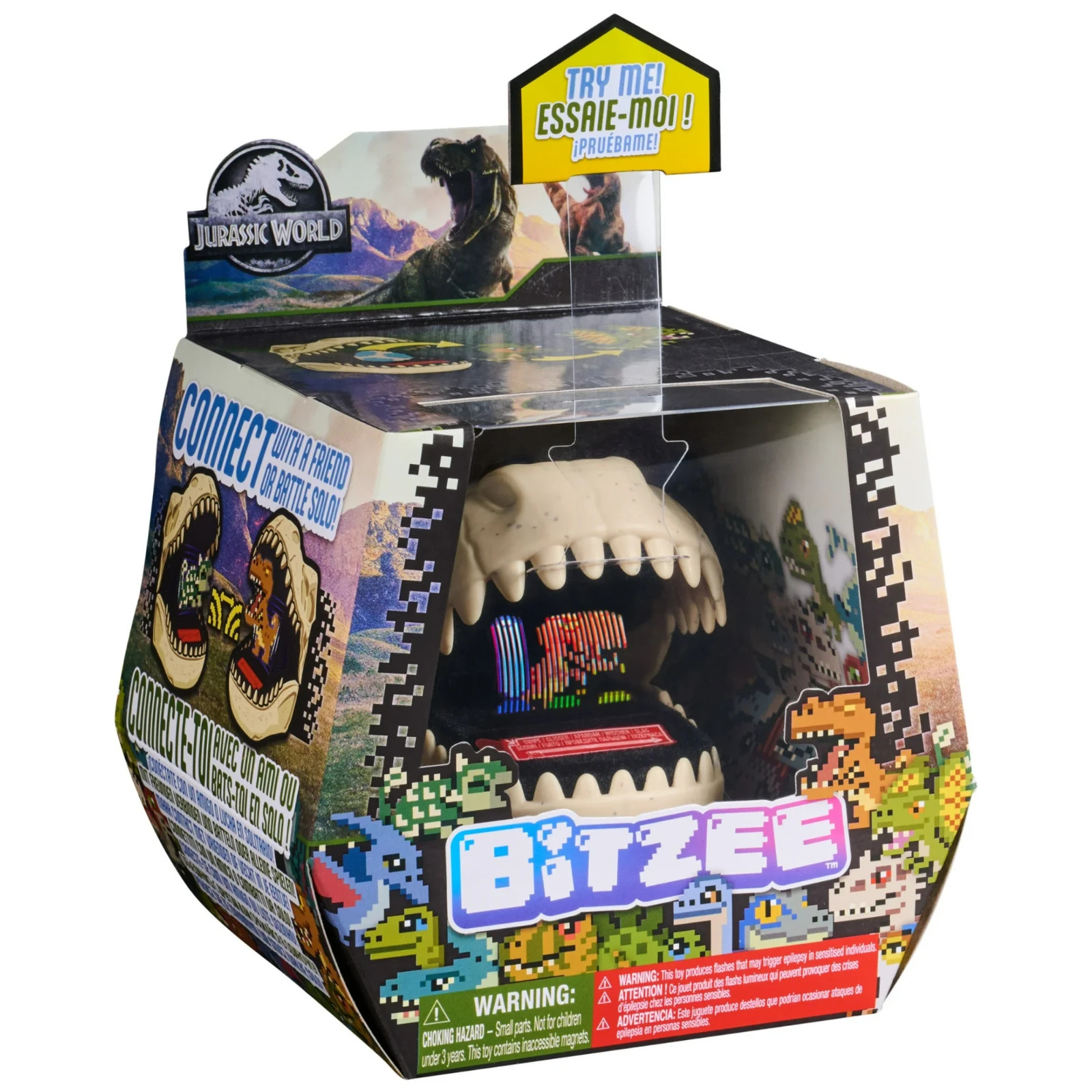 BITZEE Jurassic World Interactive Dinosaur Toy with 25 Dinosaurs Inside Reacts