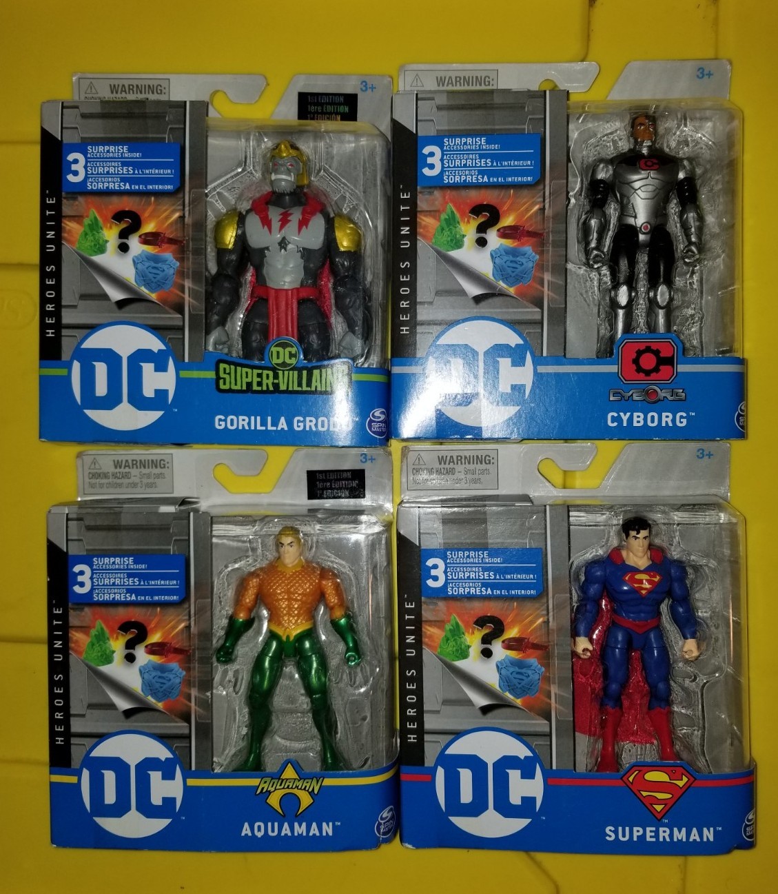 2020 Gorilla Grod, Cyborg, Superman,Aquaman. Dc Heros United. Lot Of 4.