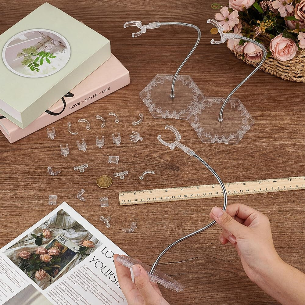 2Pcs Action Figure Stand with Adjustable Metal Support Arm, Action Figure Clear