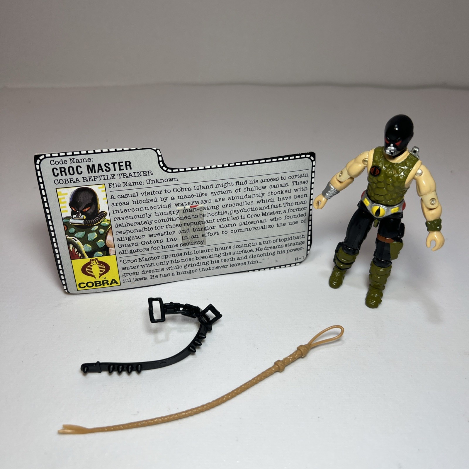 Vintage GI Joe ARAH Croc Master With File Card 1987 Hasbro