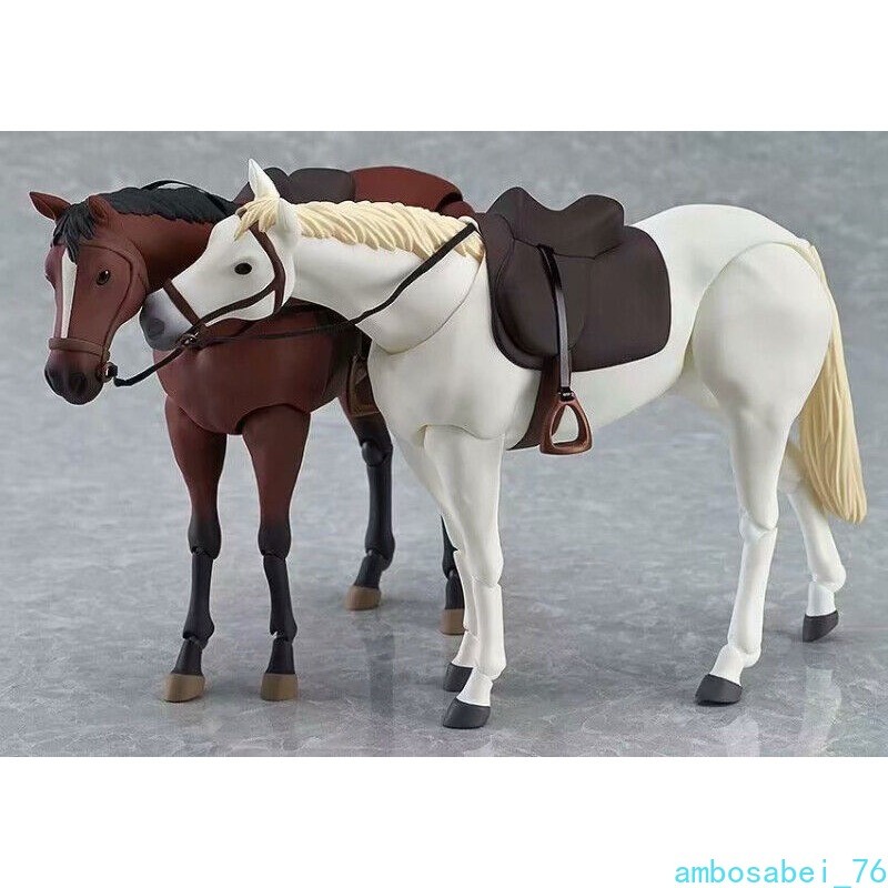 6&Prime; Brown White Poseable Horse Model Set – Action Figures Cosplay Scene Gift Toy