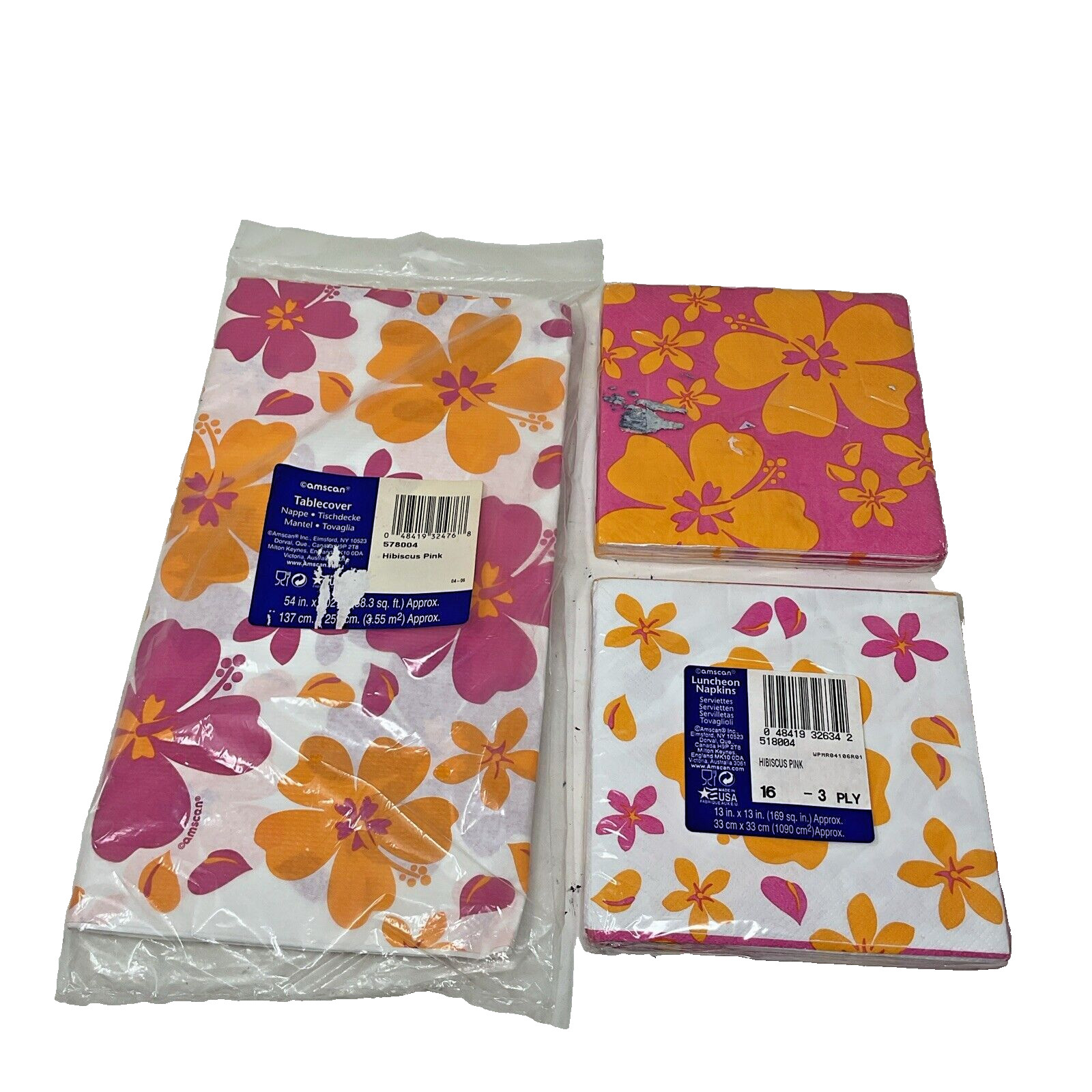 Vintage Amscan Paper Party Psychedelic Floral Hippy Tablecloth And 2 Napkins