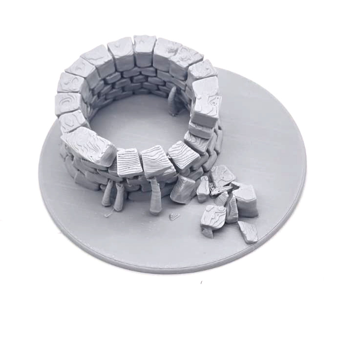 28mm Scale Stone Well Terrain Table top Gaming Setting 3d Printed Gray