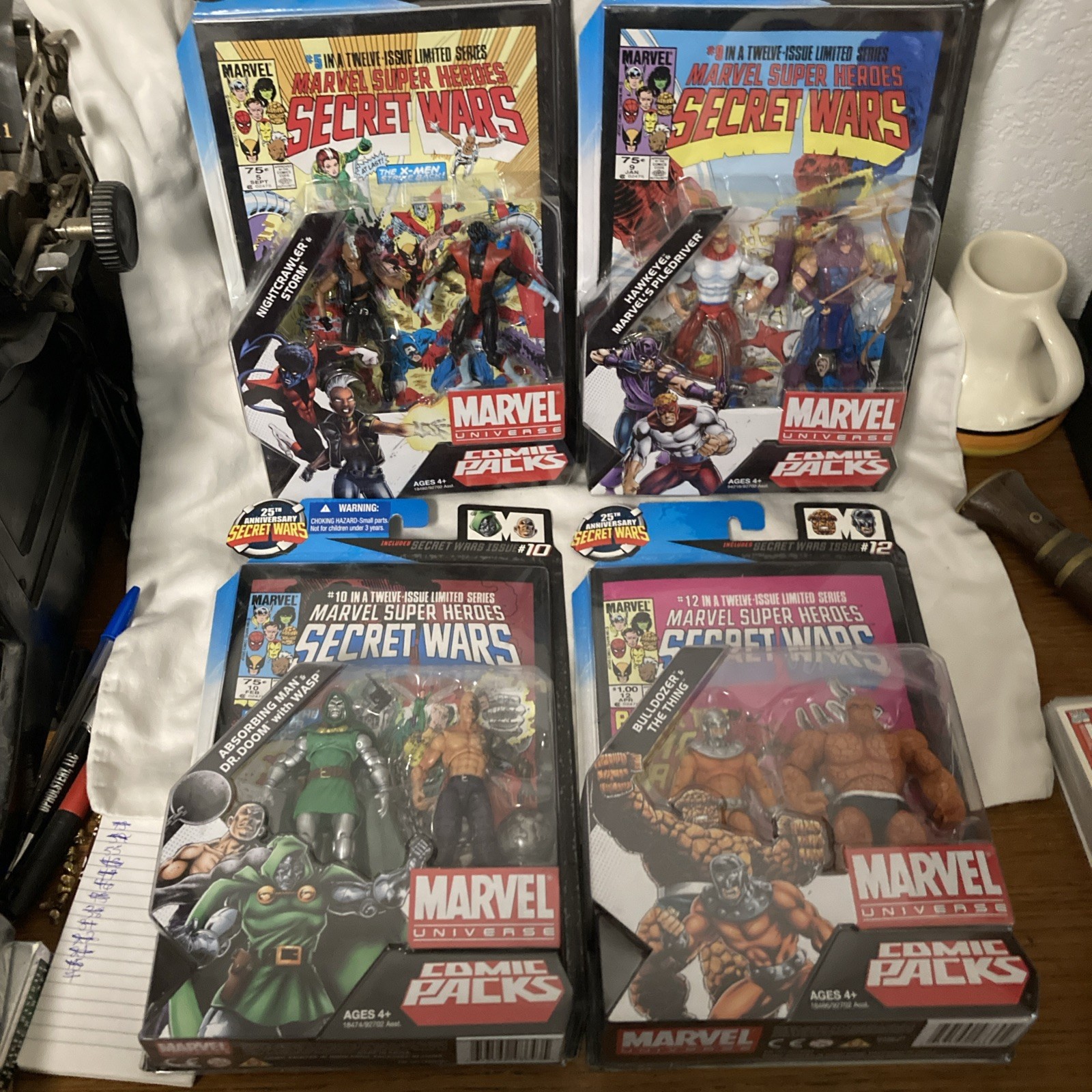 4 Marvel Secret Wars 25Th Anniversary Action Figure Comic Packs #’s 5, 9, 10, 12